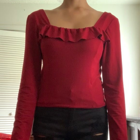 Red Ruffle Top - Picture 2 of 3
